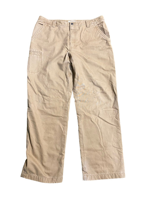 L.L. Bean Men's Katandin Iron Canvas Flannel Work Trousers Tan (Size: 38 x 32)