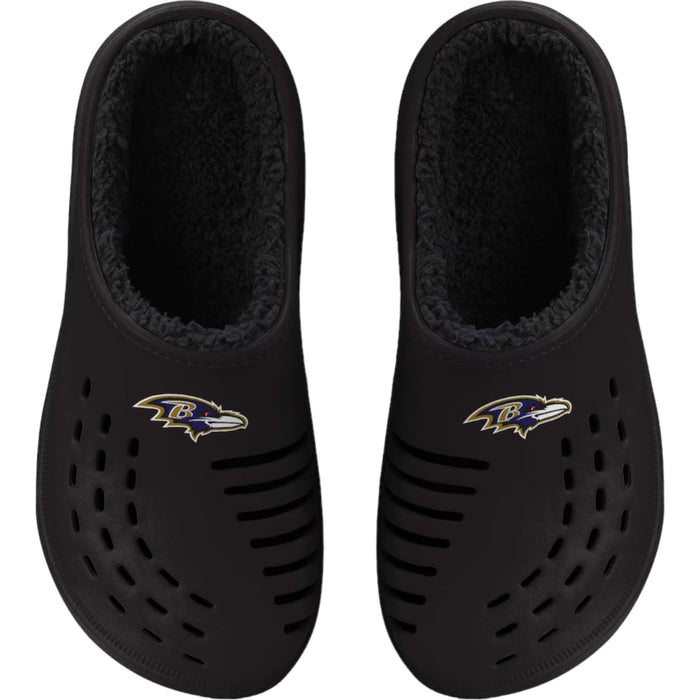 Baltimore Ravens NFL FOCO Logo Sherpa-Lined Clog Slippers (Sizes: 7 - 14)