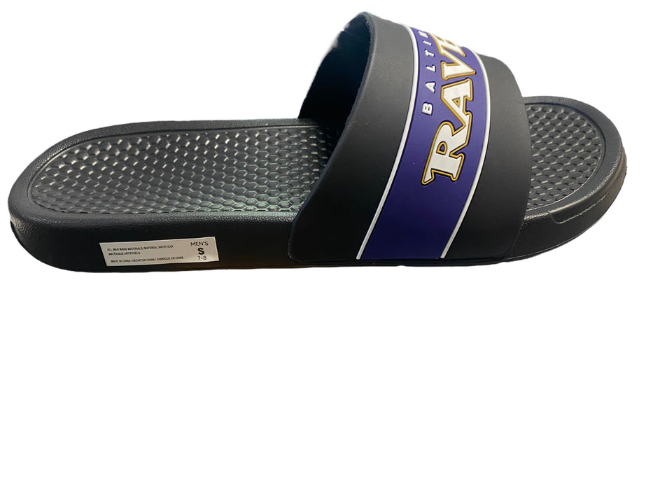 Baltimore Ravens NFL FOCO Slip On Purple Beach Raised Slides Sandals (Sz: 13-14)