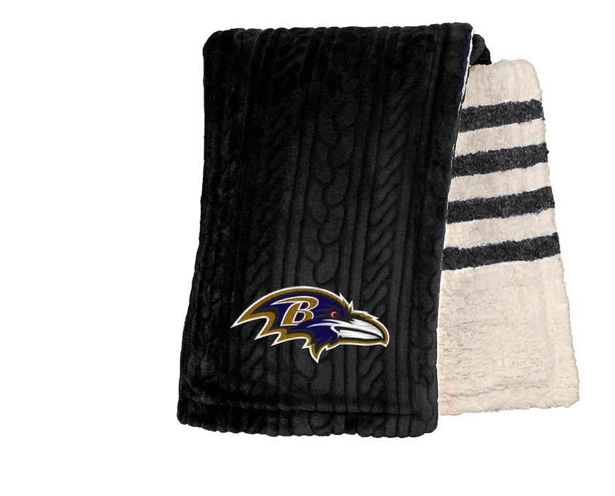 Baltimore Ravens NFL Pegasus 60 x 70'' Embossed Sherpa Stripe Throw Blanket NWT!