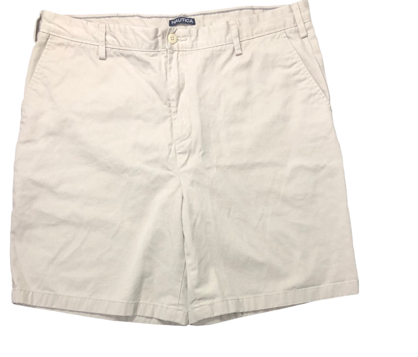 Nautica Men's Cotton Flat Front Shorts Beige (Size: 40 x 10)