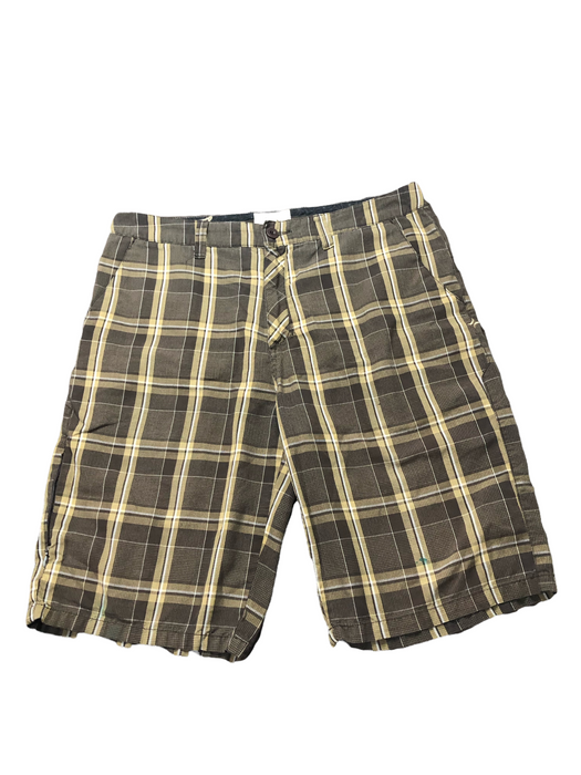 Hurley Plaid Men's Golf Flat Front Shorts Brown (Size: 34 X 11)