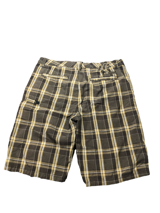 Hurley Plaid Men's Golf Flat Front Shorts Brown (Size: 34 X 11)