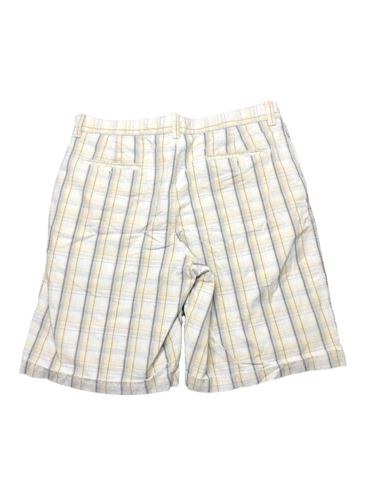 IZOD Classic Fit Plaid Shorts Beige/Yellow Men's (Size: 36)