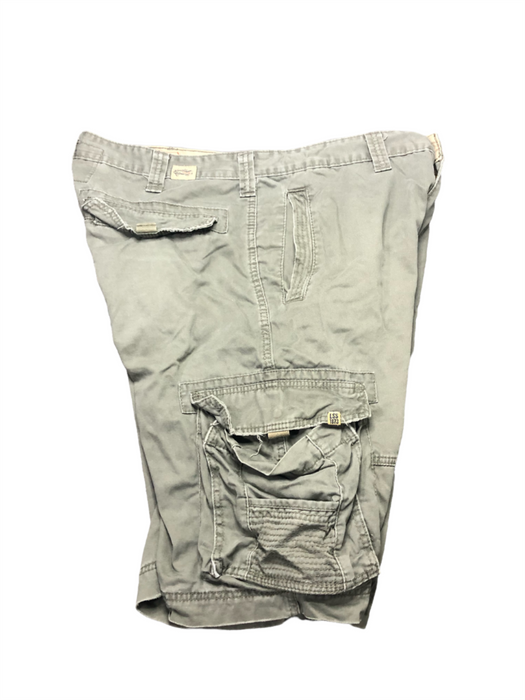 Levi Statuss Signature Men Heavy Cotton Cargo Shorts Olive Green (Size: 36 x 12)