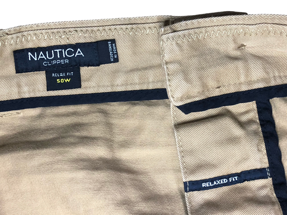 Nautica Men's Heavy Cotton Relaxed Fit Cargo Shorts Khaki (Big & Tall: 50W x 10)