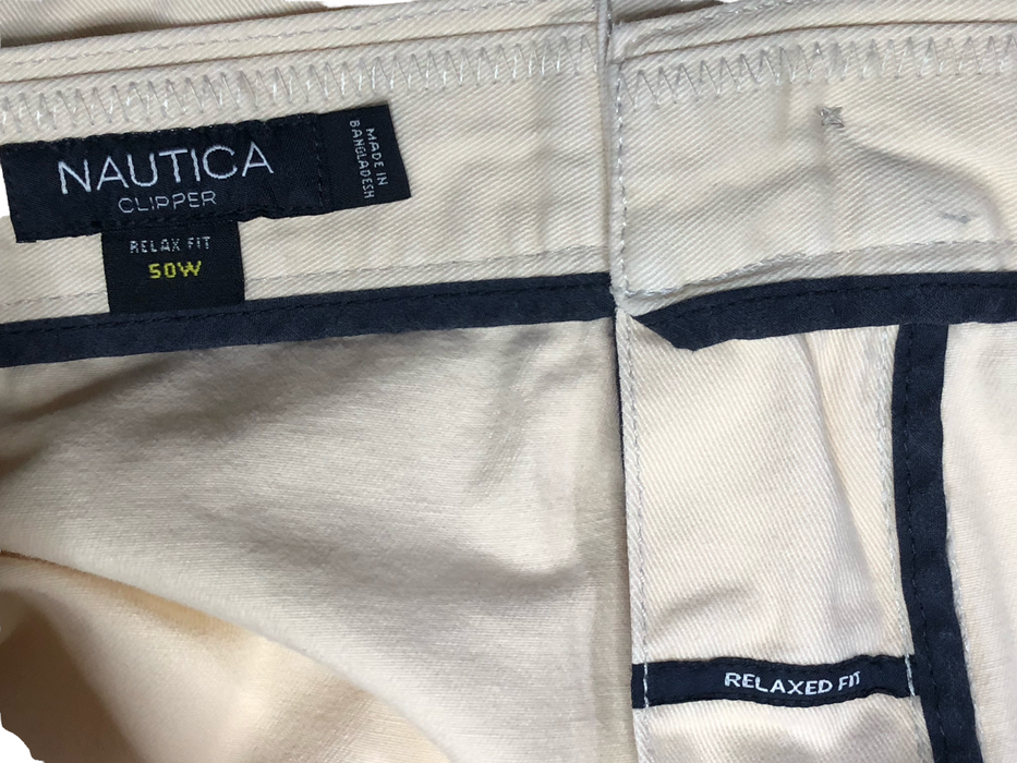 Nautica Men's Heavy Cotton Relaxed Fit Cargo Shorts Cream (Big & Tall: 50W x 10)