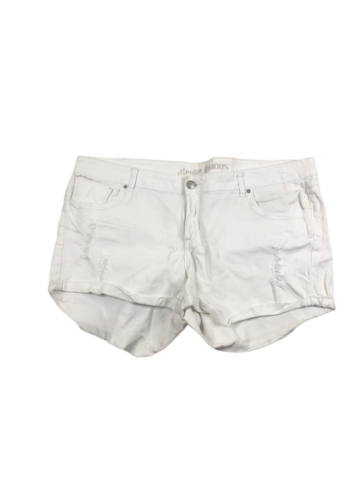 Almost Famous Distressed Denim Short Shorts White Women's (Size: 20)