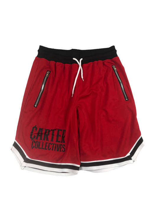 Carter Collectives Designer Sweat Shorts w/ Zipper Pockets Red Men's (Size: L)