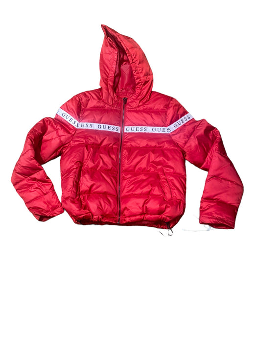 Guess Women's Hooded Puffer Jacket Red (Size: Small)