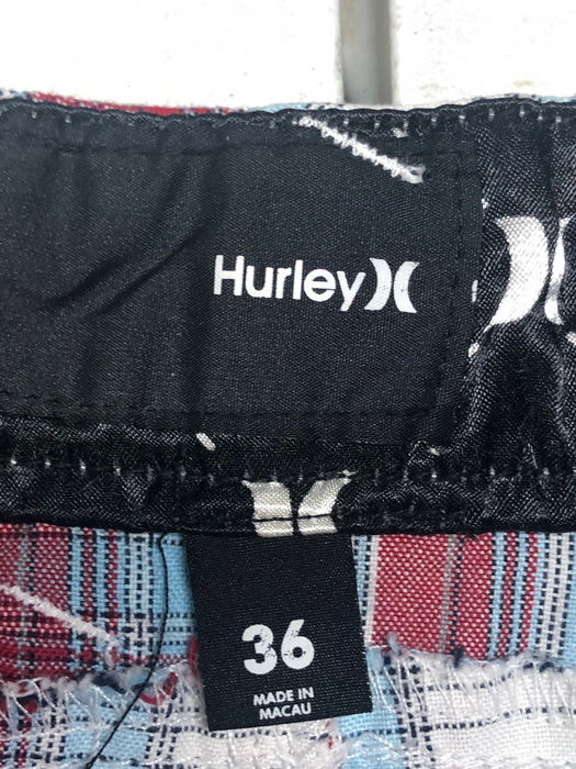 Hurley H20 Dri Breathe Plaid Walk Shorts Red/Blue (Size: 36)