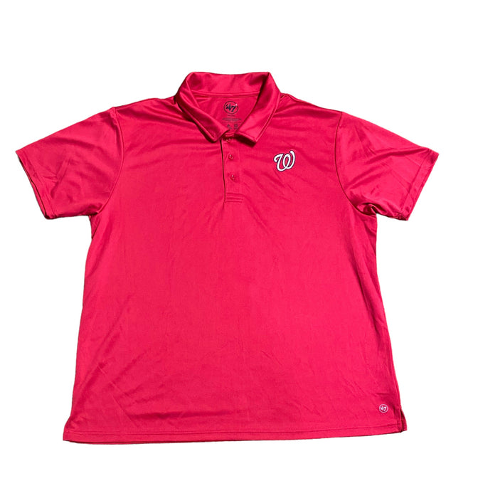 Washington Nationals MLB 47' Men's Team Logo Collar Shirt Red/White (Size: 2XL)