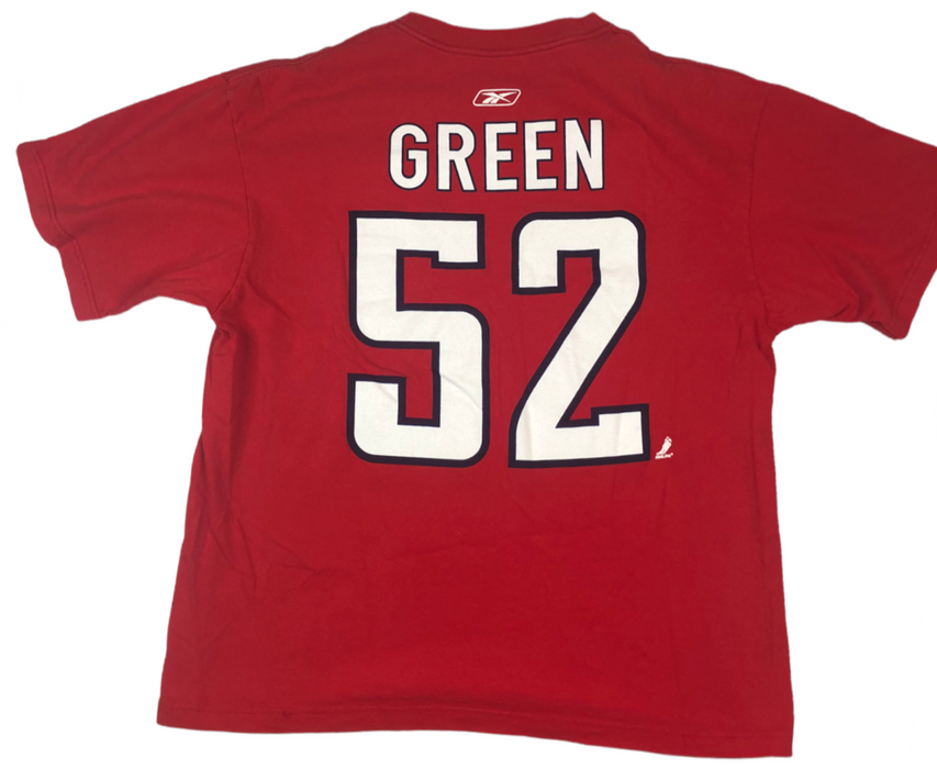 Washington Capitals NFL Reebok #52 Green T-Shirt Red Men's (Size: L)