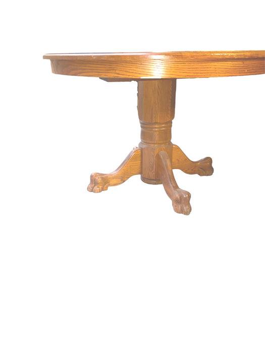 Seely 48" Round Single Solid Oak Pedestal Dining Table with Claw Feet