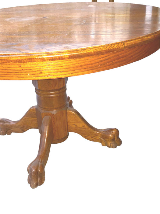 Seely 48" Round Single Solid Oak Pedestal Dining Table with Claw Feet