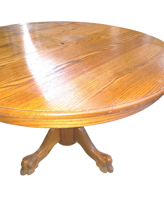 Seely 48" Round Single Solid Oak Pedestal Dining Table with Claw Feet