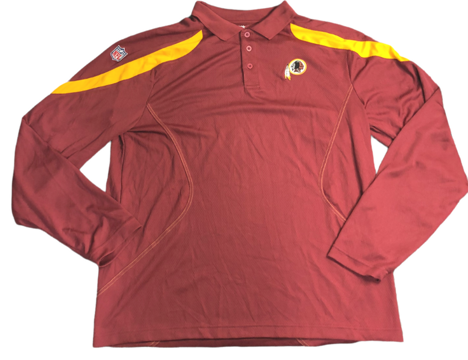 Washington Redskins Reebok Play Dry Long Sleeve Collar Shirt Red Men's (Size: L)