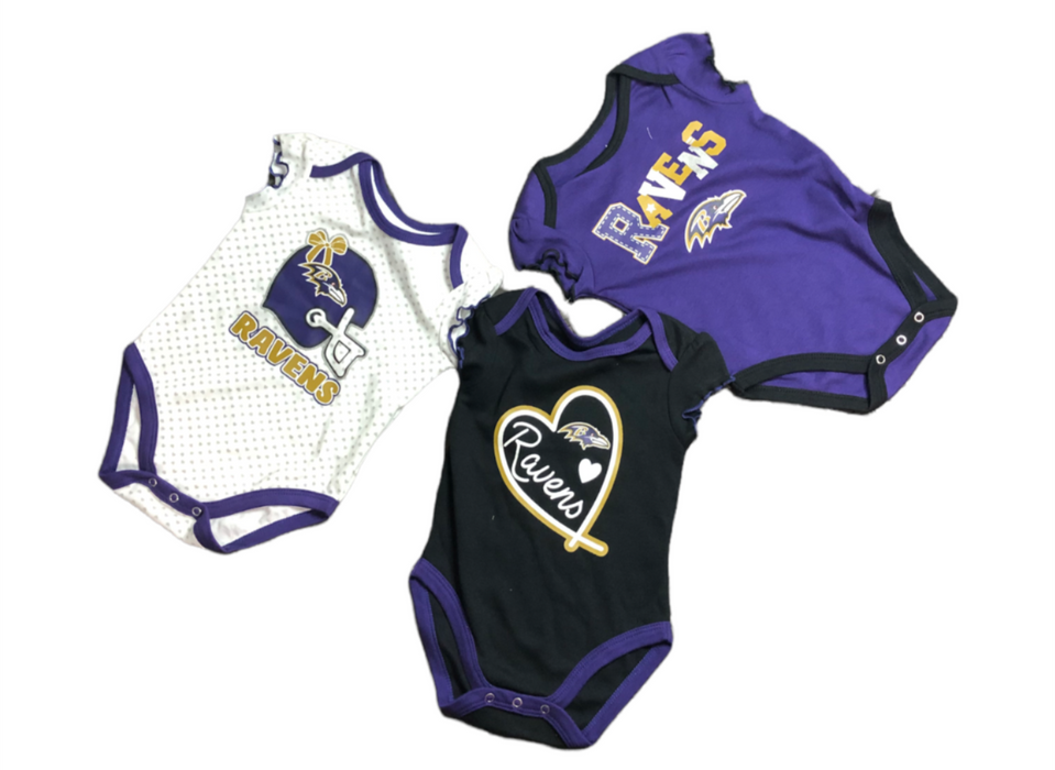 Baltimore Ravens 3 Piece Creeper Set Toddler Girl (Size: 3-6M)