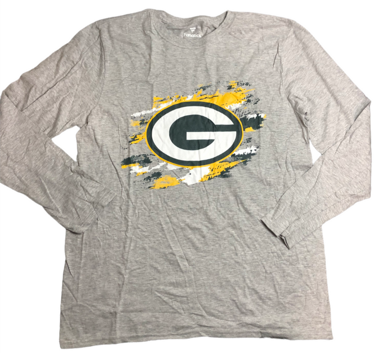 Green Bay Packers Fanatics Long Sleeve Graphic Logo Shirt Gray Men (Size: L)