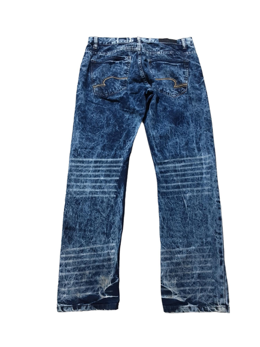 Another Hype Piece Men's Straight Fit Acid Wash Jeans Blue (Size: 36 x 33)