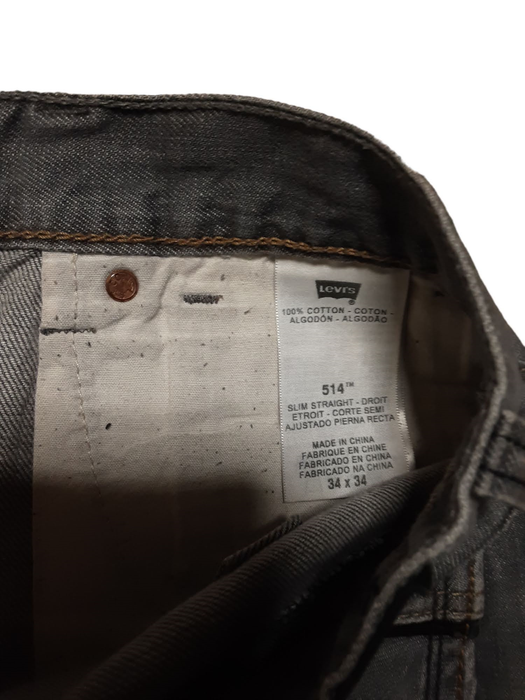 Levi’s 514 Men's Slim Straight Fit Dark Wash Jeans Gray  (Size: 34 x 34)