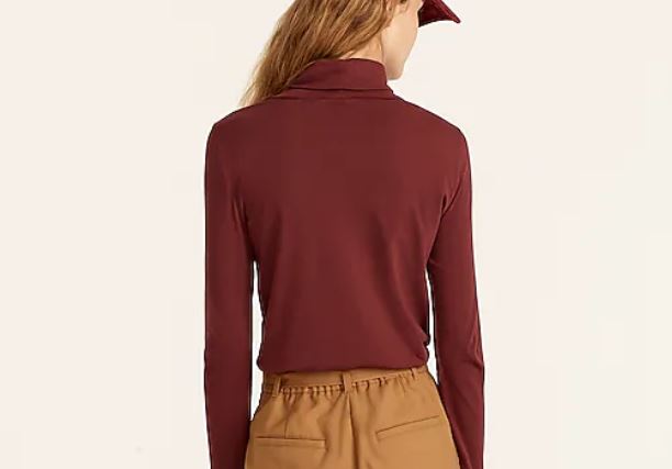 J.Crew Women's Burgundy Long Sleeve Light Weight Turtle Neck Top