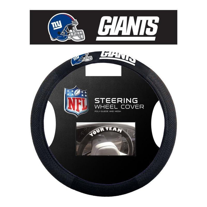 New York Giants NFL Poly-Suede Steering Wheel Cover Black