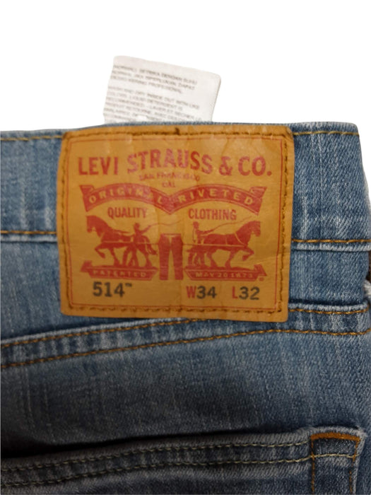 Levi's 514 Straight Fit Stretch Jeans Med Wash Blue (Size: 34 x 32) 5140641