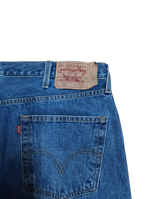 Levi's 501 Men's Original Fit Button Fly Jeans Blue (Size: 42 x 32)