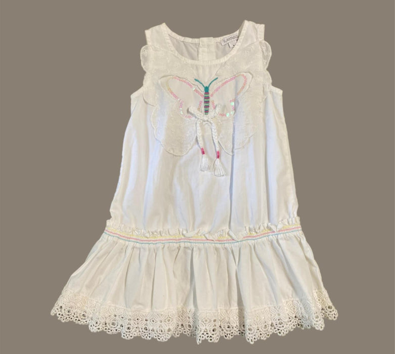 Flapdoodle Butterfly Sleeveless Dress White (Size: 4)