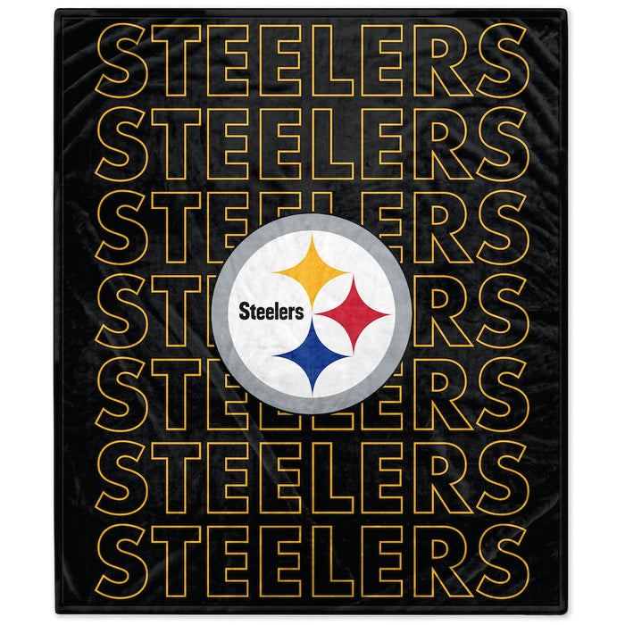 Pittsburgh Steelers NFL Echo Wordmark 60" X 70" Lightweight Blanket Black/Gold