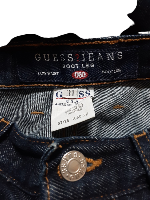 Guess Jeans Men's Bootleg Low Waist Dark Wash Jeans Blue (Size: 31 X 30)