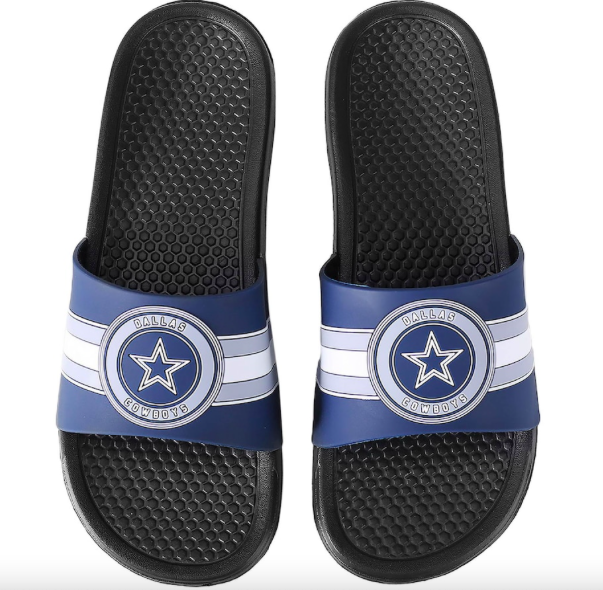 Dallas Cowboys NFL FOCO Slip On Blue Beach Raised Slides Sandals Men (Sz: 13-14)