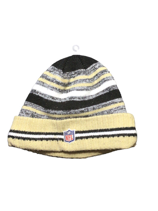 New Orleans Saints NFL Striped Beanie Black/Beige (Size: One Size Fit Most)