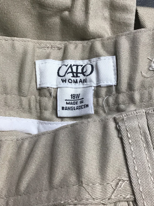 Cato Women's Plus Size Medium Wash Pants Beige (Size: 18W)