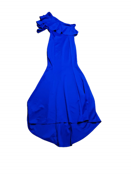 Women's One Shoulder Fit & Flare Stretch Design Formal Dress Blue (Size: Large)