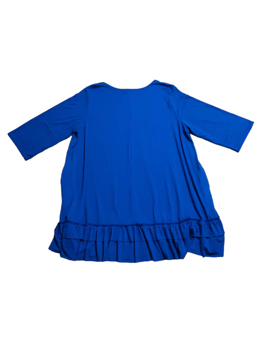 Shop Basic Women's Scoop Neck Top Ruffles at Hem Blue (Plus Size: 4XL)