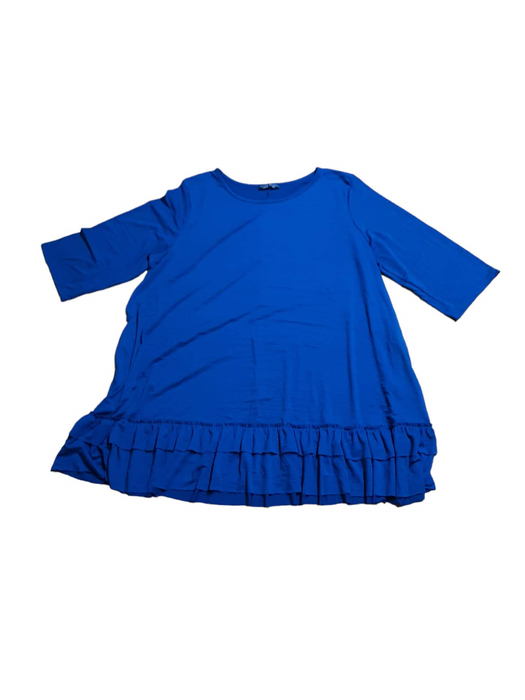 Shop Basic Women's Scoop Neck Top Ruffles at Hem Blue (Plus Size: 4XL)