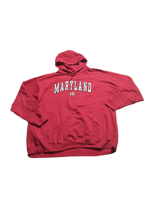 Maryland Terrapins NCAA Old Varsity Brand Embroidered Men Hoodie Red (Size: XL)